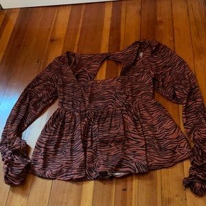 Free people “zebra print” blouse